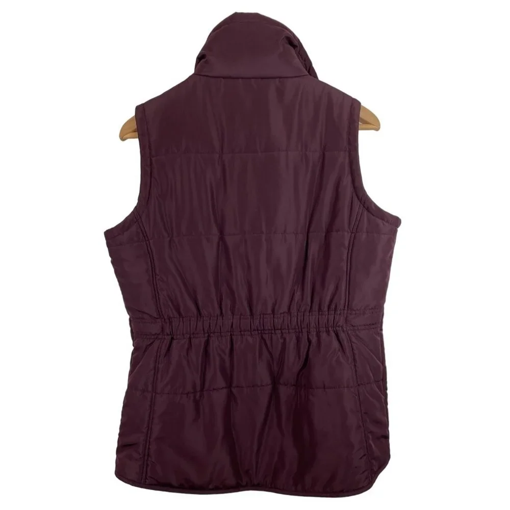 Style & Co Womens Size Medium Burgundy Puffer Vest w/Gold Zipper & Snaps - Picture 2 of 10